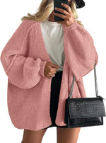 Long Lantern Sleeve Knit Open Front Lightweight Sweater