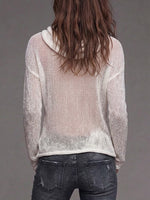 Cotton-blend Mesh Knit Top With A Funnel Neck