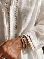 Casual Long-sleeve Linen-cotton Shirt With Spliced cutout Webbing