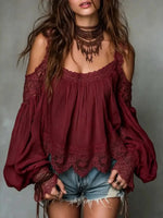 Stylish Lace And Chiffon Patchwork Top
