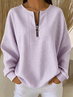 Casual Striped Half-zip Sweatshirt