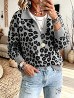 Cozy And Casual Leopard-print Knit Pullover