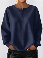 Cozy Casual Henley Collar Waffle Shirt