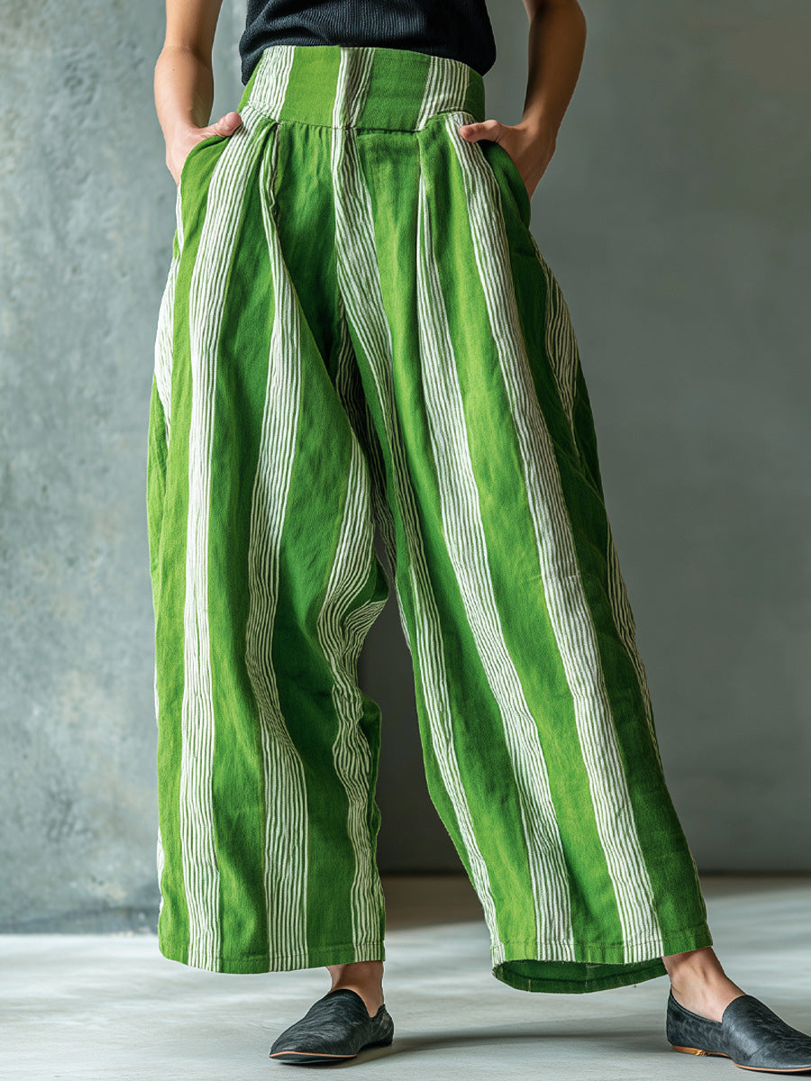 Effortless Striped Linen Wide-Leg Pants