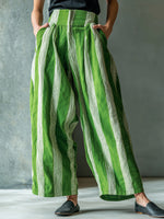 Effortless Striped Linen Wide-Leg Pants
