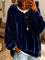 Luxurious Crushed Velvet Hoodie – Drawstring Detail & Relaxed Balloon Sleeves