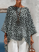 Casual Polka-dot Print Cotton-linen Shirt