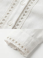 Casual Long-sleeve Linen-cotton Shirt With Spliced cutout Webbing