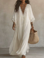 Cozy And Romantic Patchwork Lace And Chiffon Maxi Dress