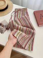 Casual Art-style Striped Linen-cotton Trousers