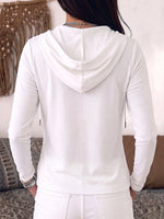 Women's Solid Color Long-sleeved Casual Loose Hooded Pure Cotton Cardigan