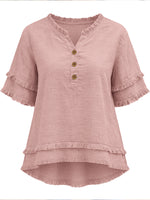 Casual Raw-edge Linen And Cotton Shirt