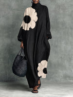Avant-Garde Bold Floral Linen Oversized Maxi Dress
