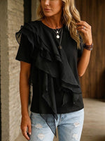 Casual & Comfortable Ruffled Cotton T-shirt
