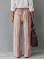 Casual Art-style Striped Linen-cotton Trousers