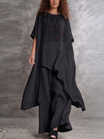 Casual Long Top And Pants Two-piece Set