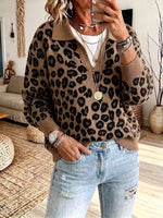 Cozy And Casual Leopard-print Knit Pullover