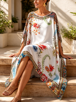 Elegant Floral Print Casual Boho Vacation Resort Kaftan Dress