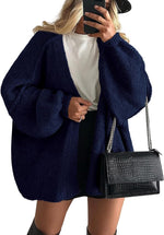Long Lantern Sleeve Knit Open Front Lightweight Sweater