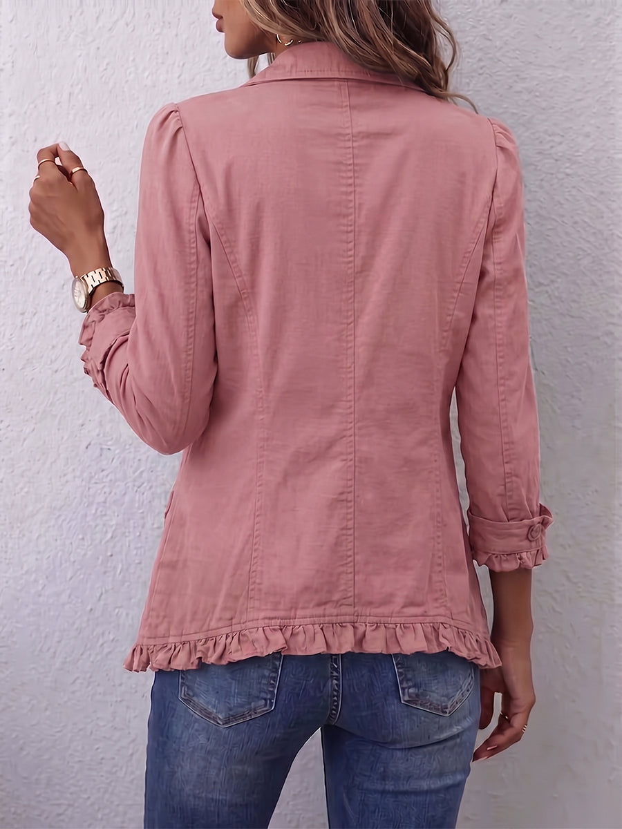Western Boho Chic Ruffled Open-Front Cotton Jacket
