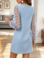 Vintage Butterfly Lace Patchwork Art Casual Stylish Long Sleeve Mini Dress