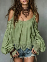 Stylish Lace And Chiffon Patchwork Top