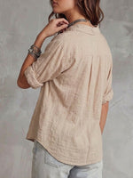Casual Linen And Cotton Shirt With Lace Splicing