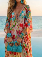 Boho Floral Beach Kaftan Dress