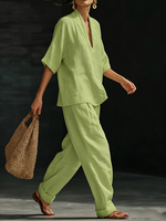 Casual And Cozy Minimalist Linen Two-piece Set