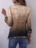 Women's Gradient Leopard Print Shirt Collar Long Sleeve Casual Loose Cotton Cardigan