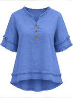 Casual Raw-edge Linen And Cotton Shirt