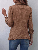 Women's Retro Paisley Print Shirt Collar Long Sleeve Casual Loose Cotton Cardigan
