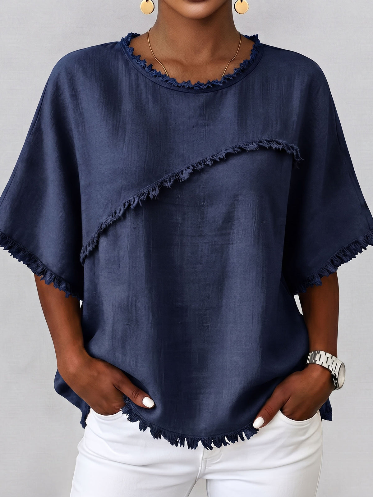 Boho-chic Fringed Cotton And Linen Top