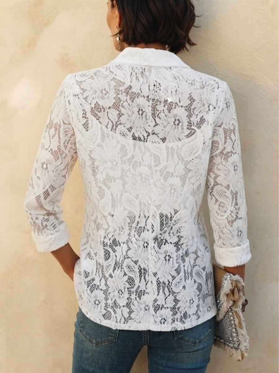 Solid-color Lace Shirt-style Blazer