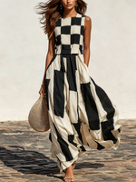 Plaid Sleeveless Paneled Dress