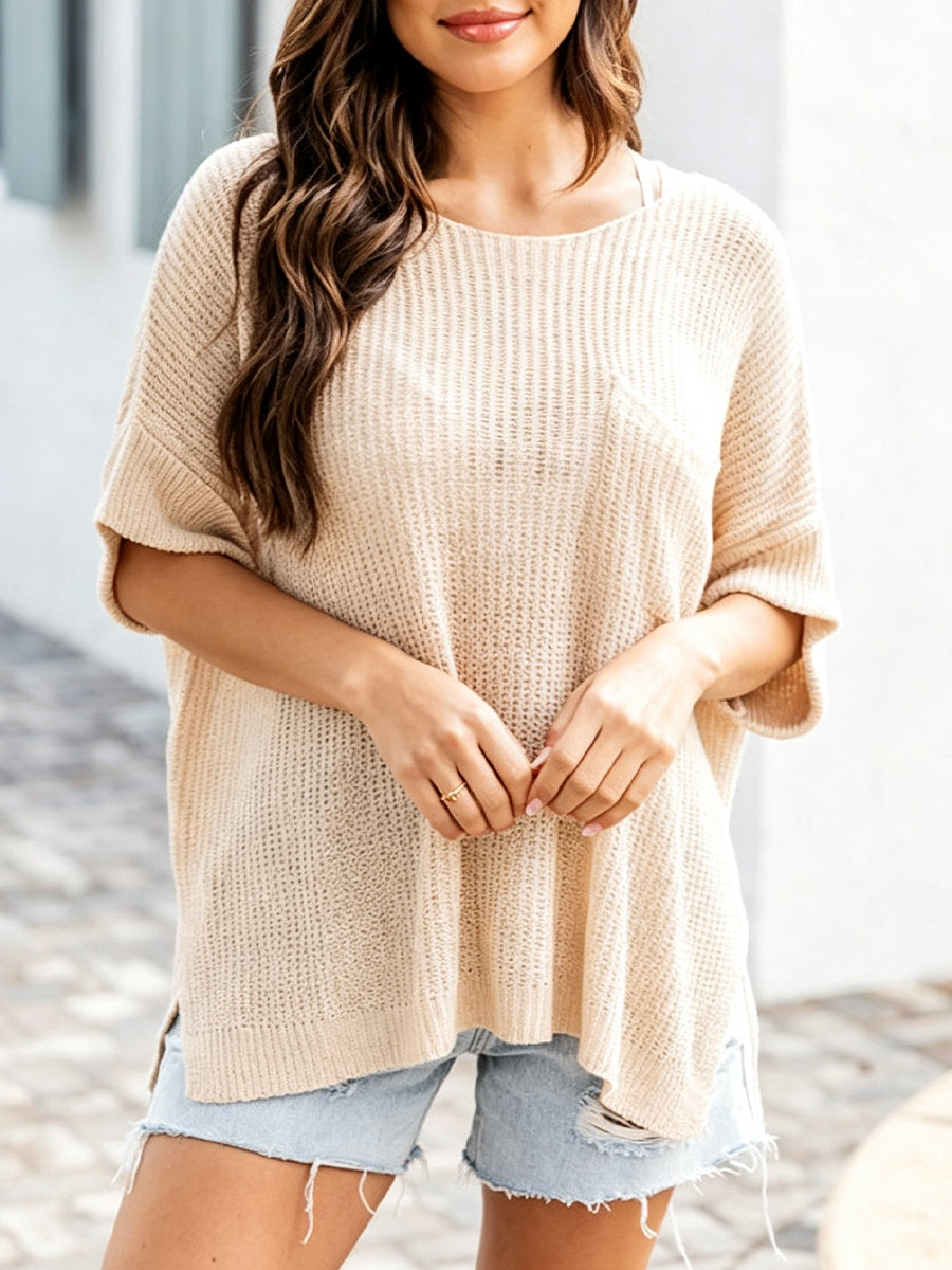 Comfortable And Casual Cotton Knit Pullover