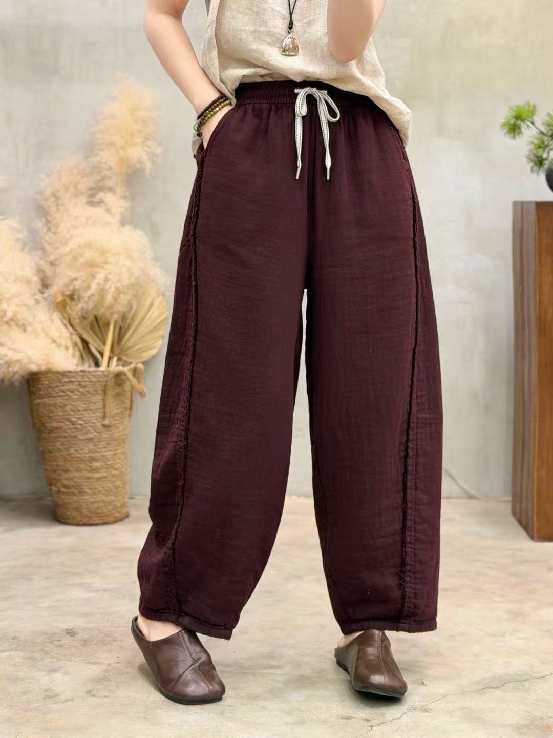 Casual Linen And Cotton Trousers