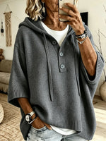 Cozy Oversized Knit Henley Hoodie