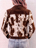 Women's Abstract Print Lapel Long Sleeve Casual Loose Faux Suede Cardigan