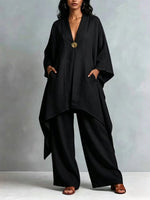 Loose And Cozy Linen-cotton Tunic And Trousers Two-piece Set