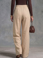 Women's Solid Color High-waisted Casual Loose Cotton Linen Wide-leg Pants