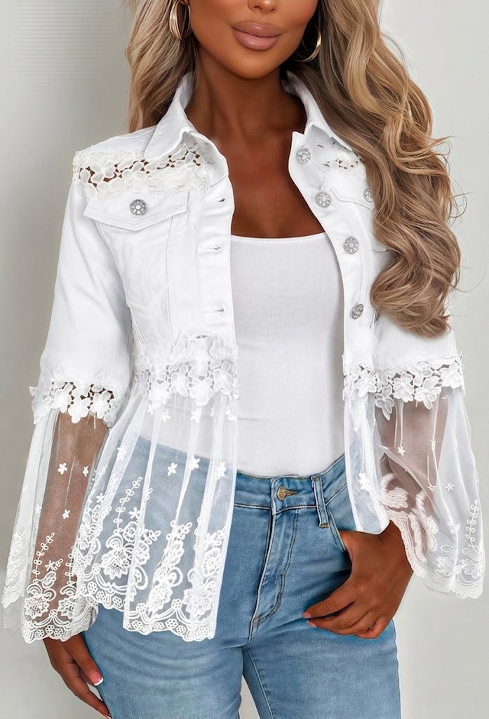 Stylish Casual Lace-panel Jacket