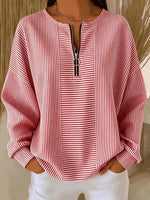Casual Striped Half-zip Sweatshirt