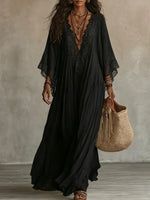 Cozy And Romantic Patchwork Lace And Chiffon Maxi Dress