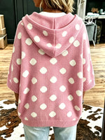 Casual Hooded Polka-dot Knit Pullover