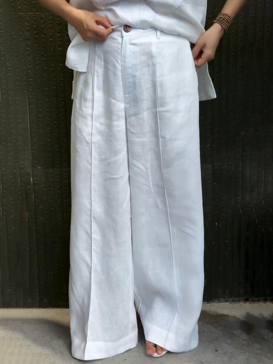 Minimalist Breathable Cotton And Linen Wide-leg Pants