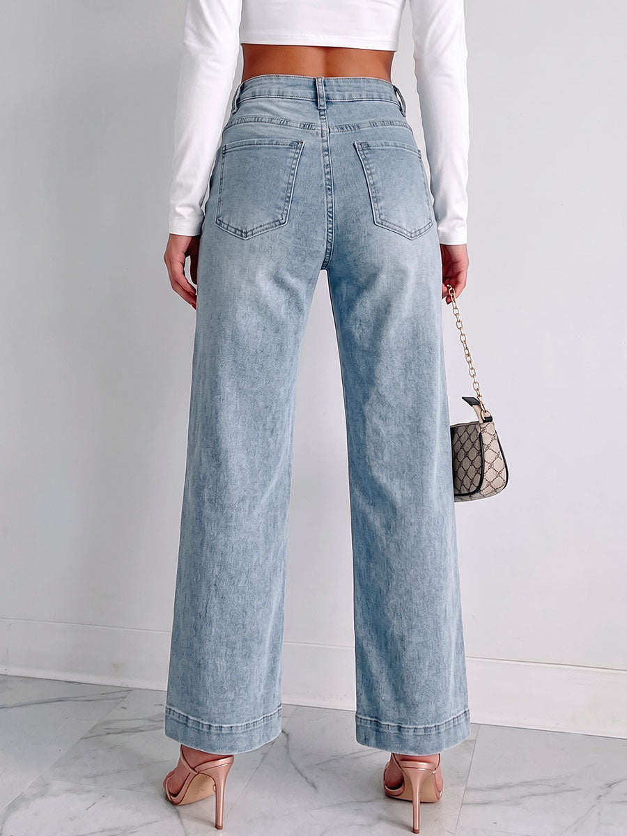 Women's High-waisted Casual Loose-fitting Wide-leg Jeans