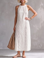 Retro Cozy Lace Minimalist Linen Dress