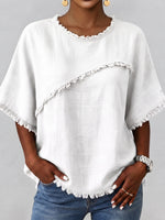 Boho-chic Fringed Cotton And Linen Top