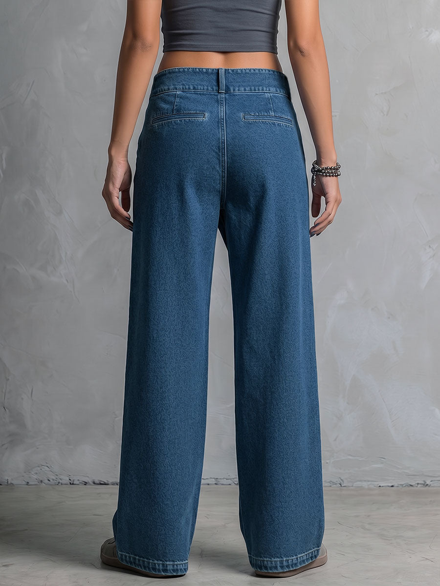 Women's High-waisted Casual Loose-fitting Wide-leg Jeans